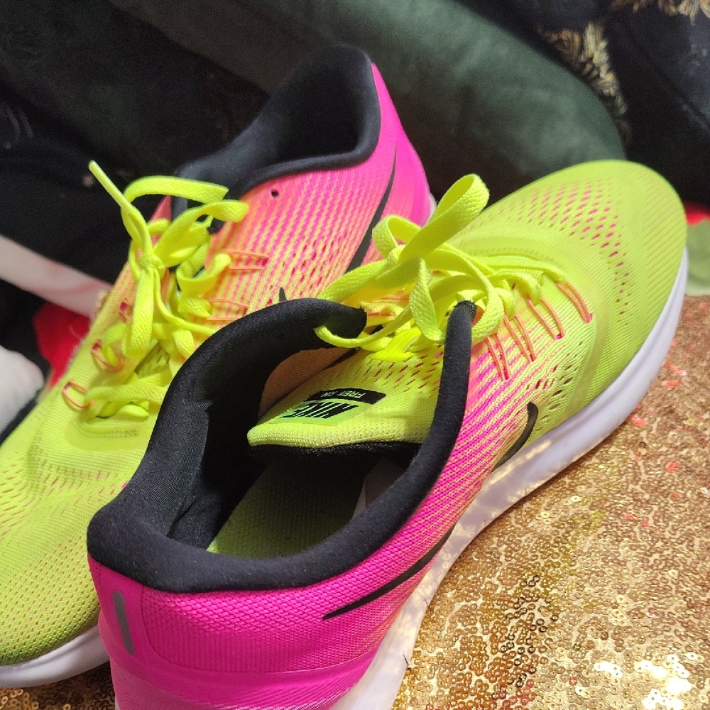 Nike Women's Vibrant Pink and Lime Athletic Shoes